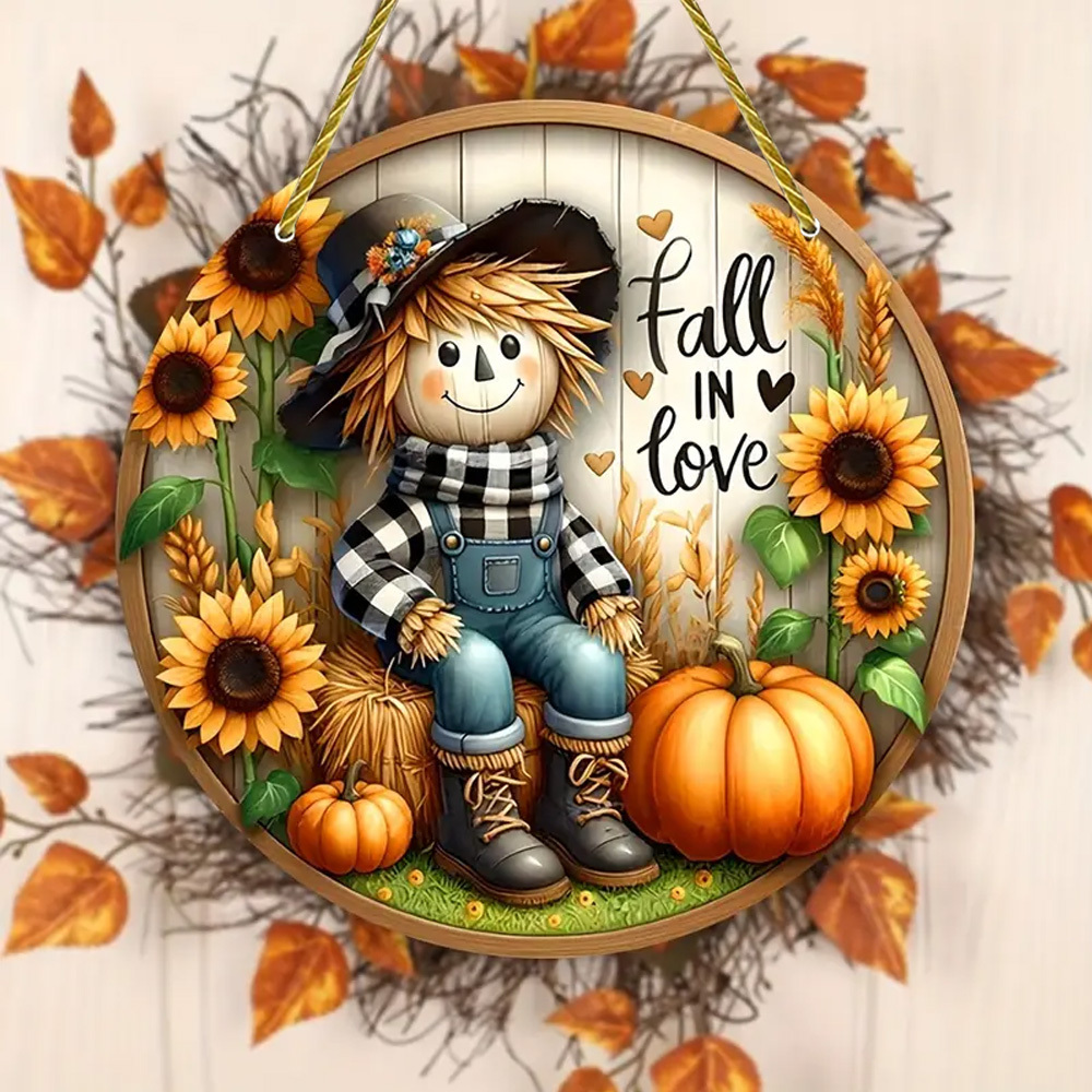 

Thanksgiving & Acrylic Round Wreath Centerpiece For Door, Wall, Home, Porch, Garden Decor Autumn, Country, And Farmhouse