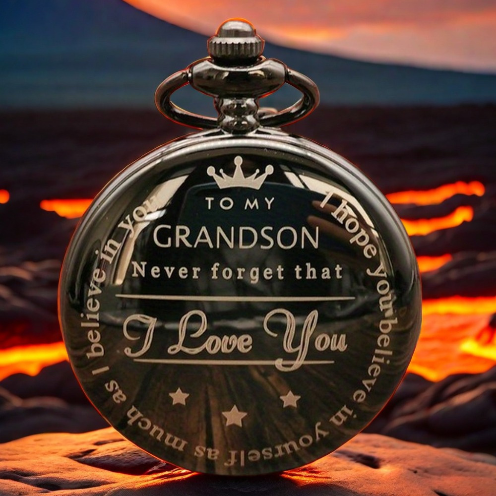 TEMU Exquisite Engraved To My Son Quartz Pocket Watch Steampunk Clock Pendant Necklace Watches Gifts Christmas Present