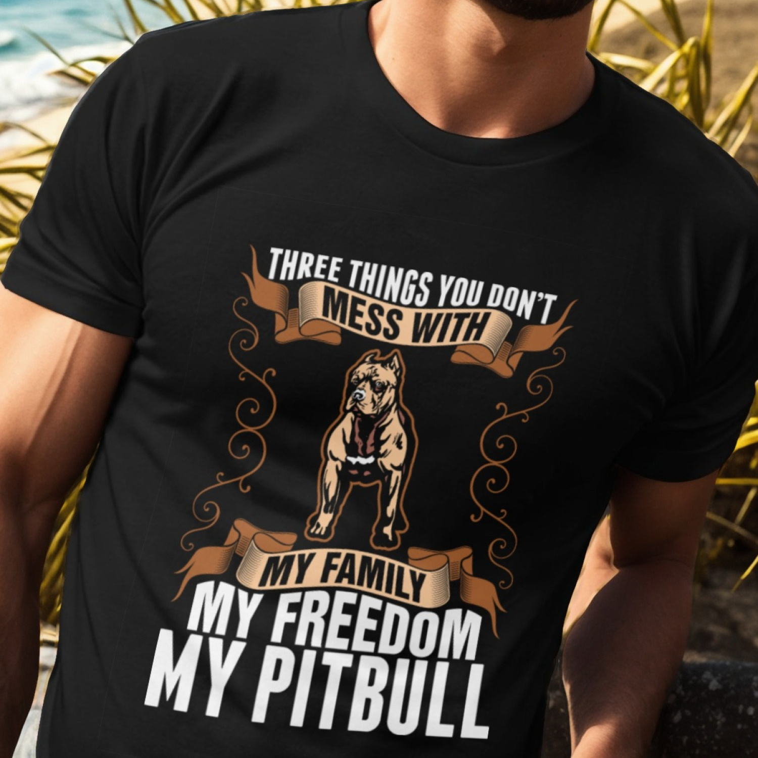 

Men's Summer Short Sleeve T-shirt With Front Print - Comfortable, Breathable Fabric, Casual Sporty Style- My Pitbull Dog