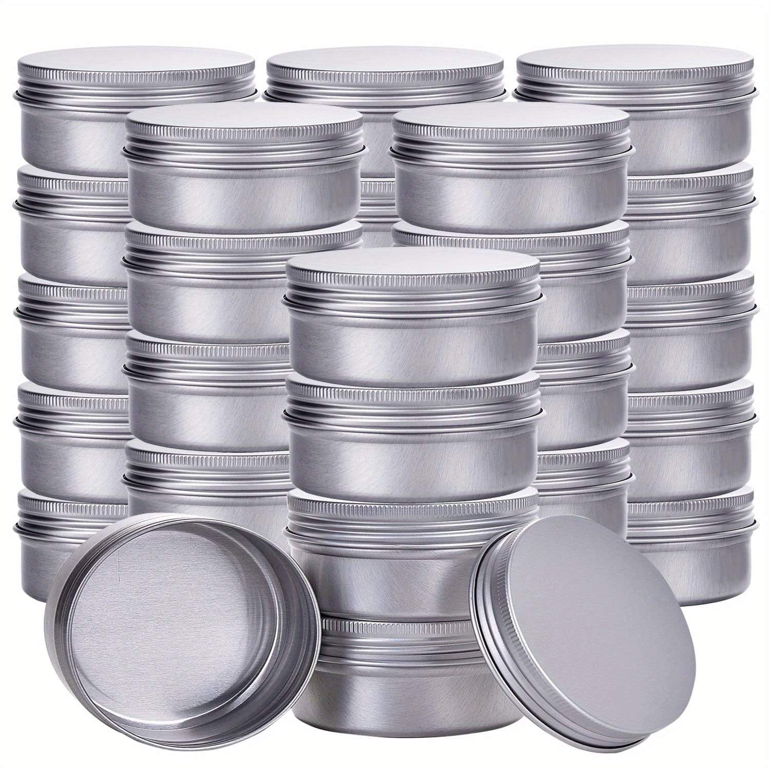 

30 boîtes métalliques de 1 oz avec couvercle à vis - Boîtes rondes en aluminium non parfumées pour baume à lèvres, crèmes et cosmétiques - Flacons de rangement rechargeables et portables