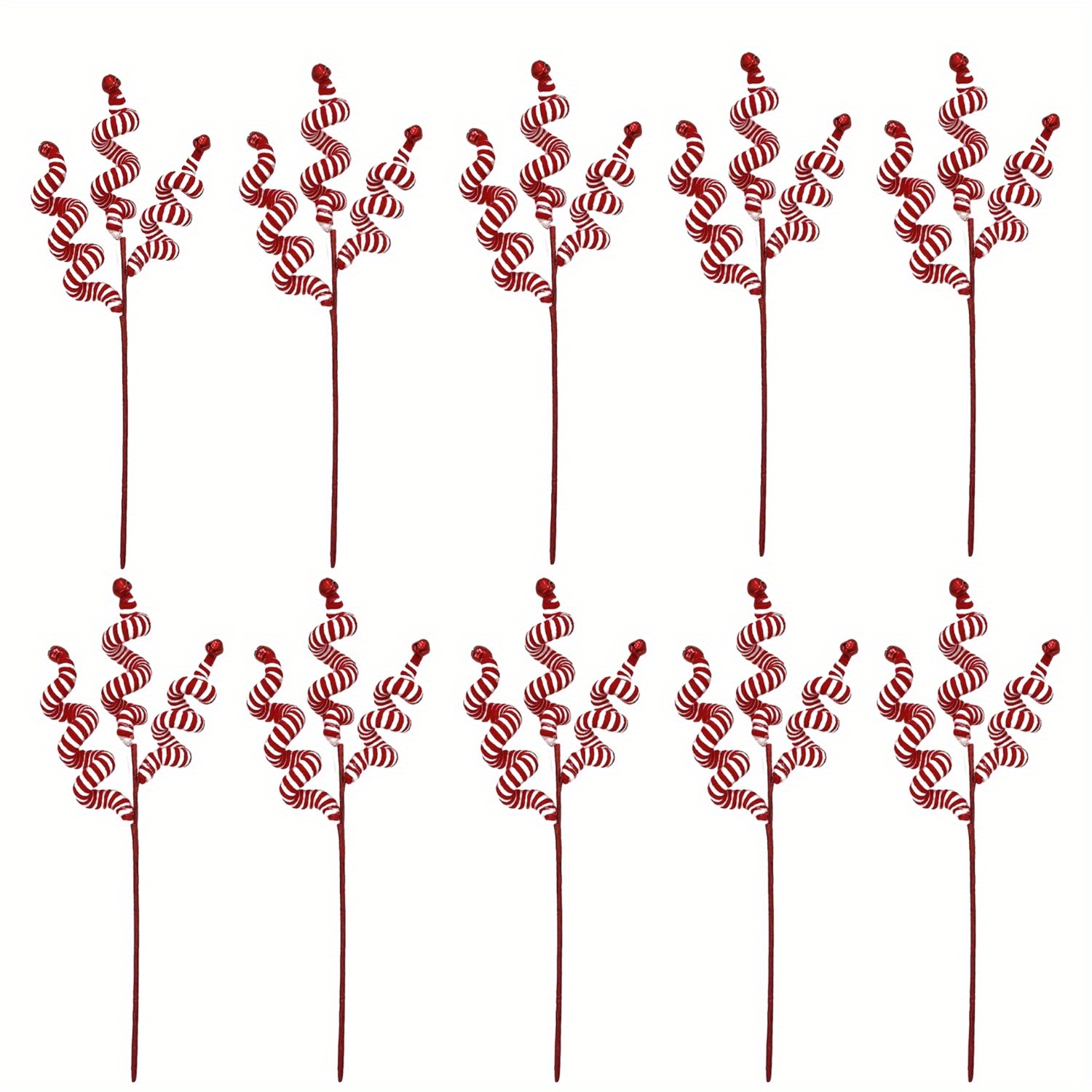 

10pcs Christmas Candy Picks, 13.8 Inch Red Candy Cane Christmas Tree Candy Curly Picks Christmas Bells, Christmas Candy Decorations Christmas Tree Ornaments For Xmas Tree Home Party Decor