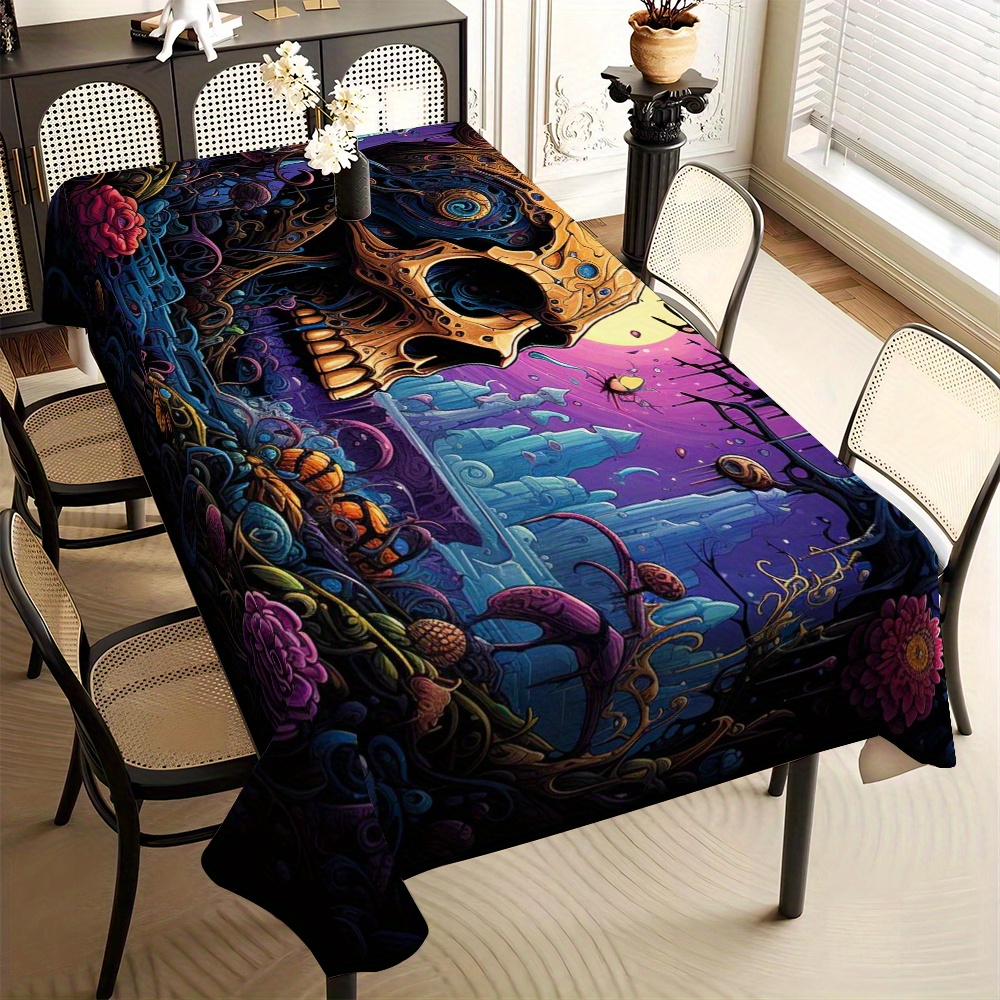 

Halloween Print Tablecloth - Stain-resistant & Washable, Home Kitchen, Restaurants, Cafes, Parties & Holiday Decorations