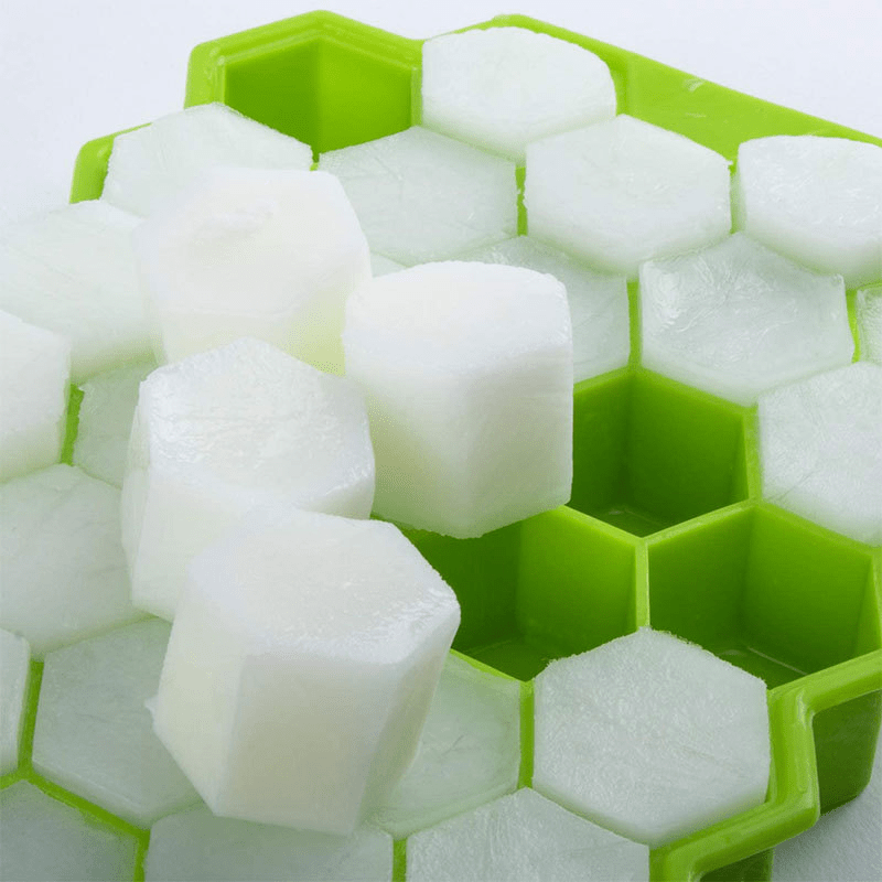 silicone honeycomb ice tray 37 grid hexagon ice ball maker   flexible freezer mold with lid details 6