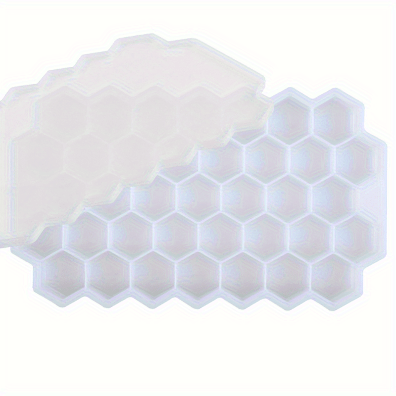 silicone honeycomb ice tray 37 grid hexagon ice ball maker   flexible freezer mold with lid details 9