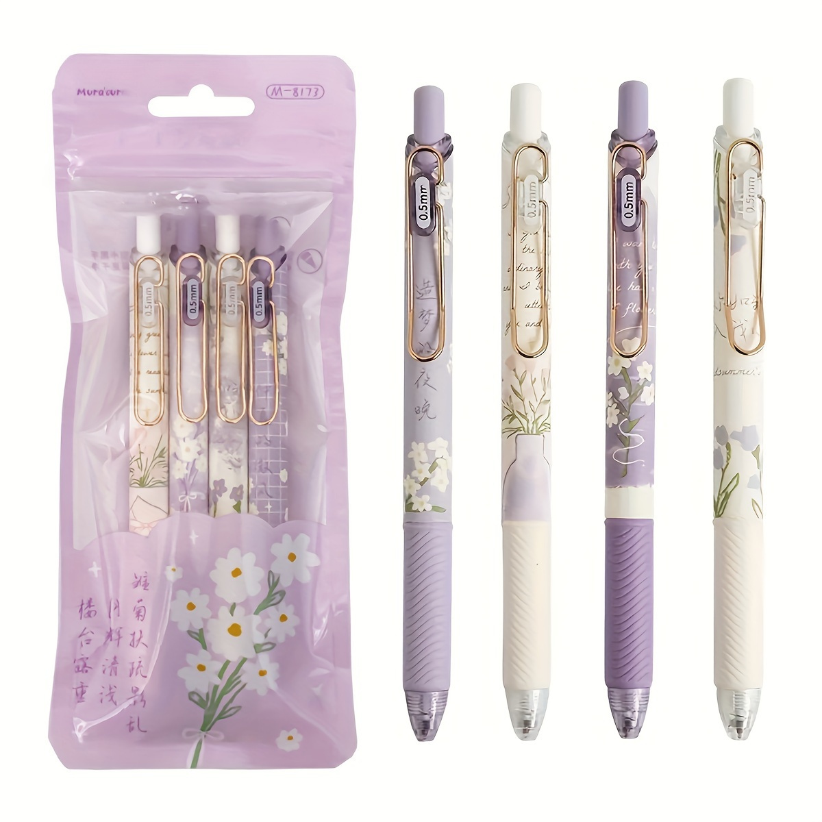 

4pcs, Cute Rose Floral Gel Pen, Retractable Gel Pen, 0.5mm Quick-drying Pen Cute Pen, Pen, Smooth Pen, Colors For School, Kawaii Stationery, Office And School Supplies