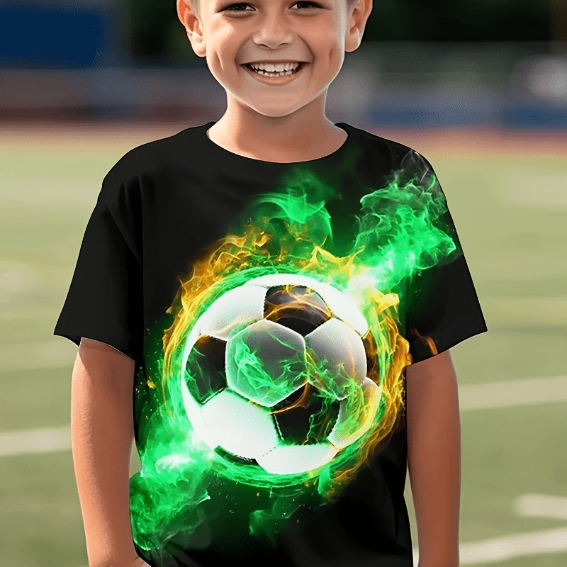 

Cartoon Graphic T-shirt For Boys, Breathable Polyester Fabric, Round Neck, Casual Summer Shirt For Kids