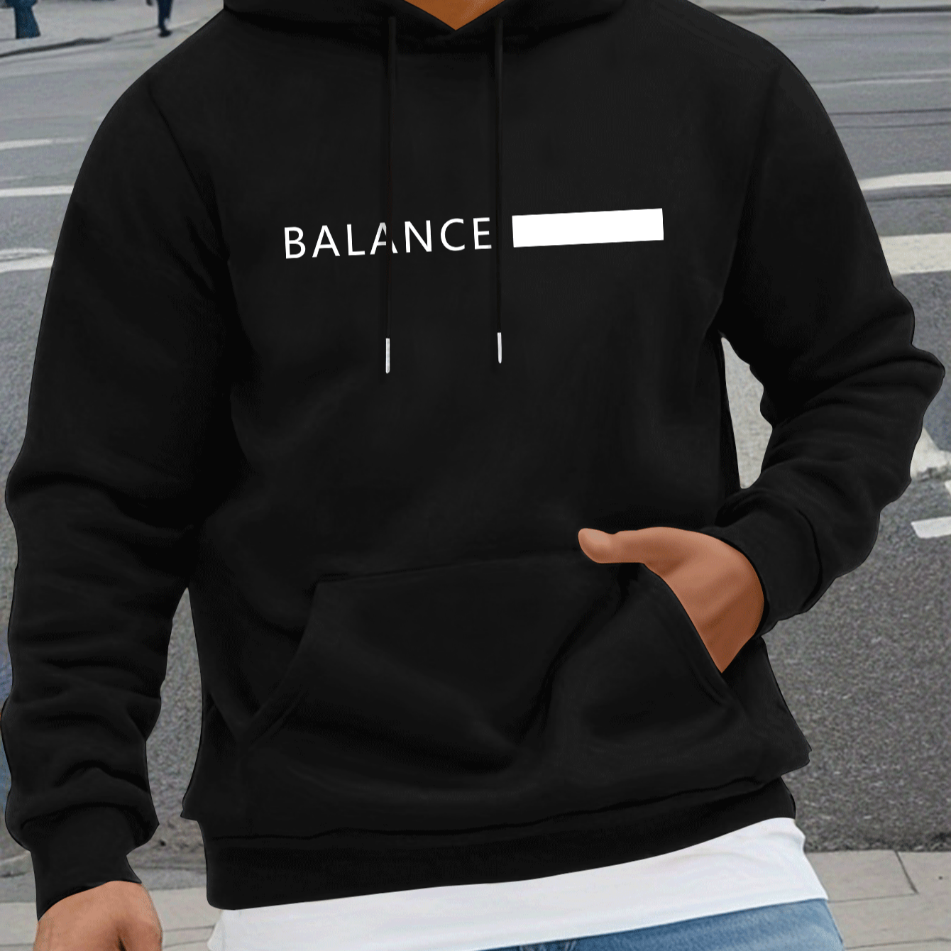 

Balance Print, Men's Drawstring Sweatshirt Hoodies, Men's Comfy Casual Pullover Long Sleeve Hoodies With Kangaroo Pocket, Men's Clothes For Regular Fit