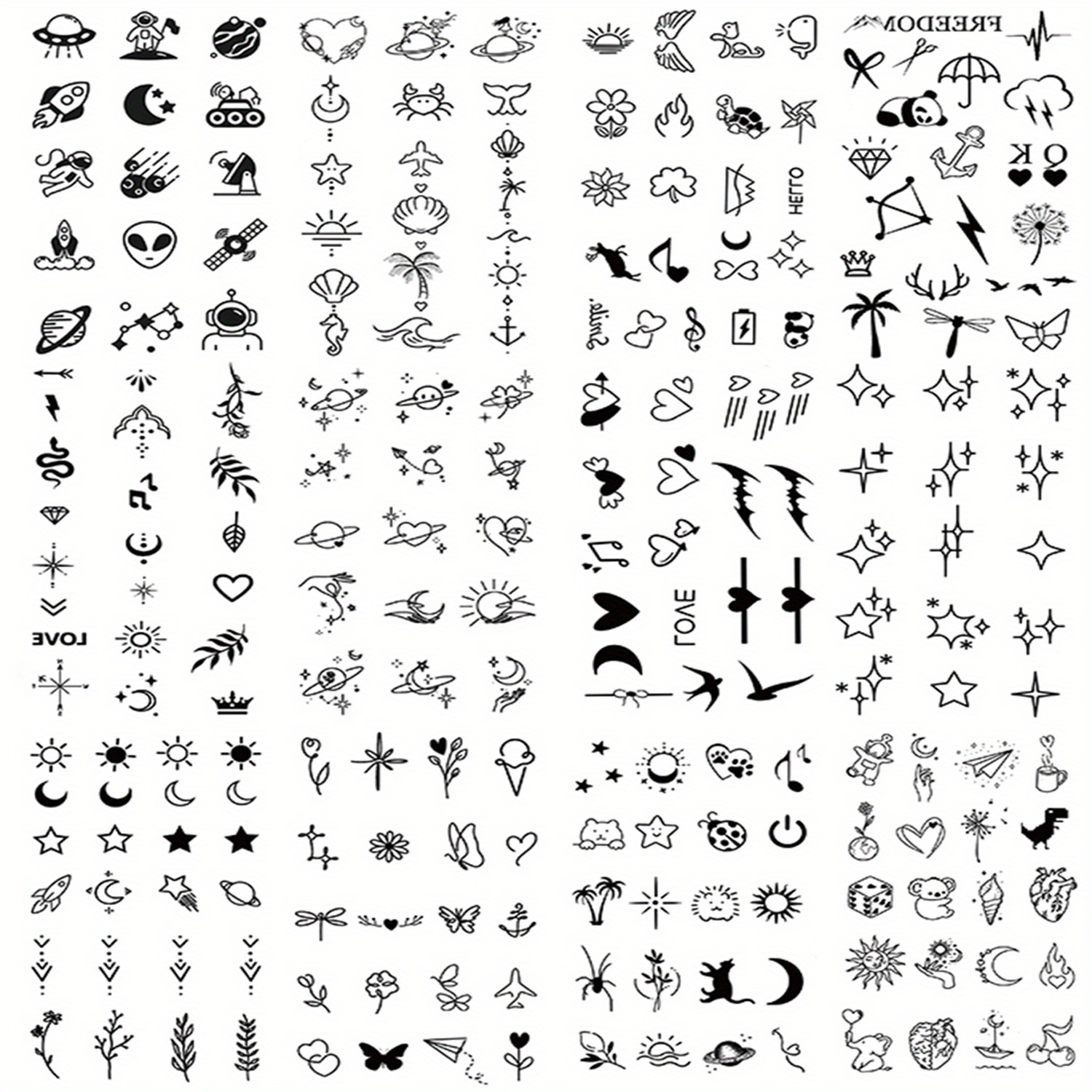 Image of Over 100 Designs Of Temporary Tattoo Stickers Featuring Hearts, Ekg Patterns, Butterflies, Flowers, Feathers, And . Waterproof Fake Tattoos Are Perfect For Women And To Fingers, Wrists, And