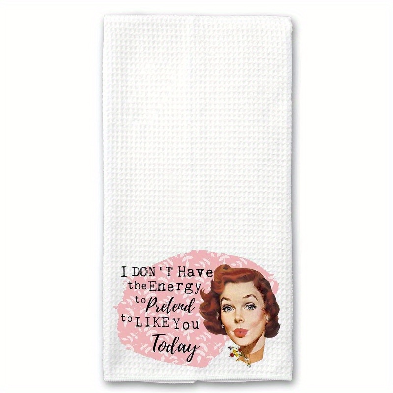 

Funny Vintage 1950s Pin-up Girl Waffle Weave Microfiber Towel: 18x26 Inches, Kitchen Linen Gift For Her, Super Soft, Machine Washable