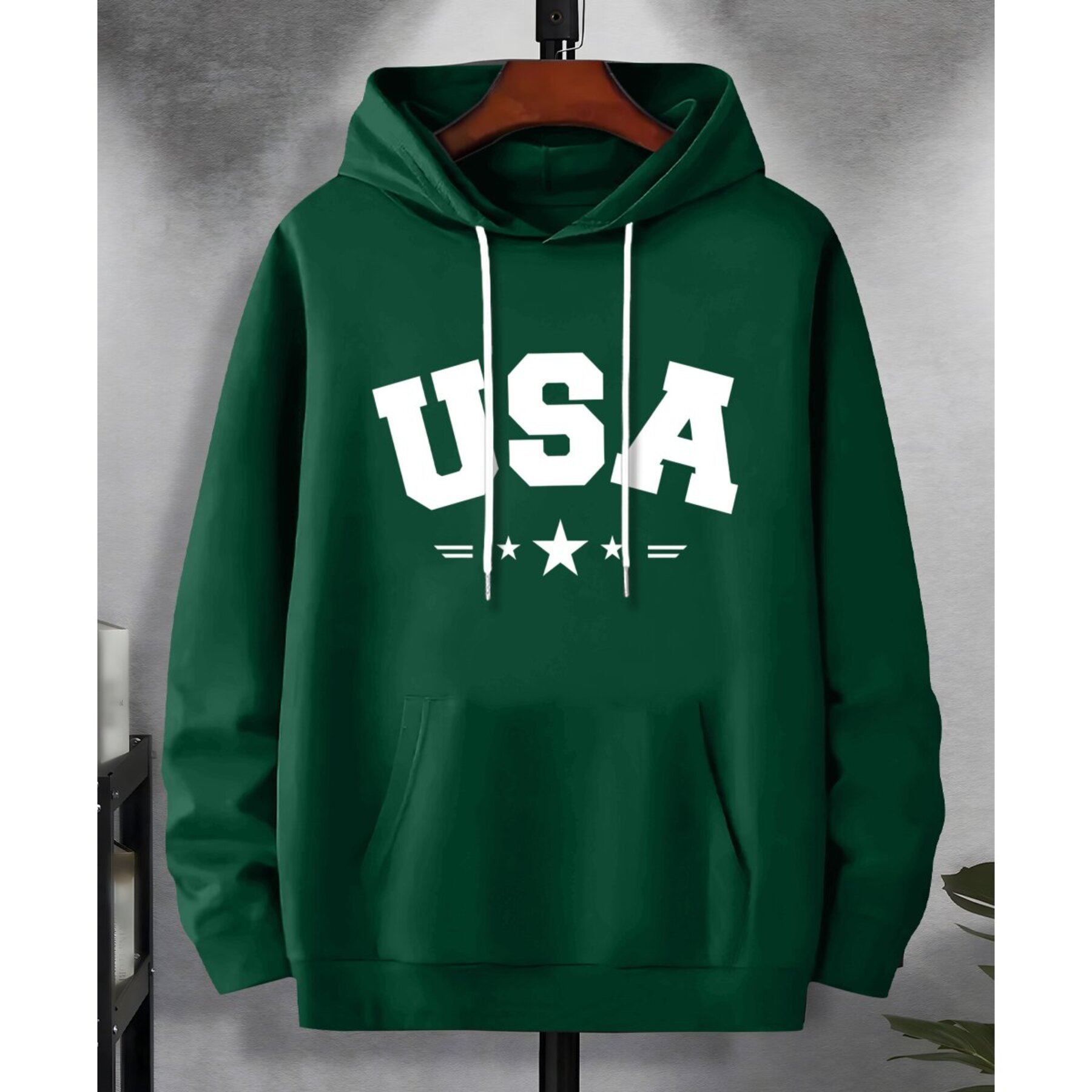 

Print, Plus Size Men's Casual And Cozy Hoodies, Trendy Long Sleeve Hooded Sweatshirt, Casual Versatile Top For Autumn Winter