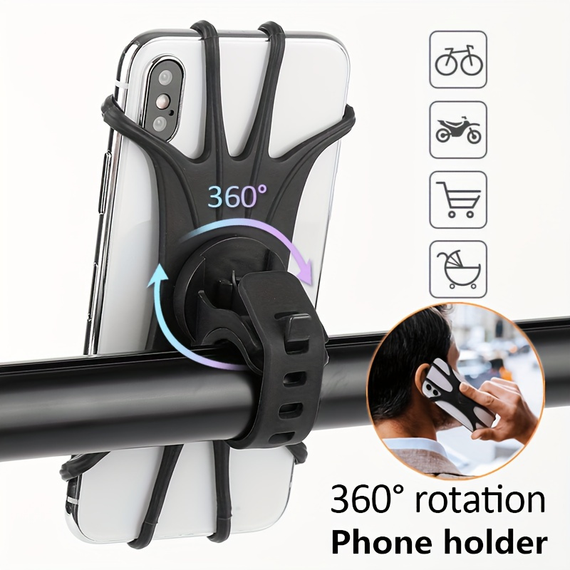 360 rotatable silicone phone holder for bikes strollers secure handlebar mount details 0