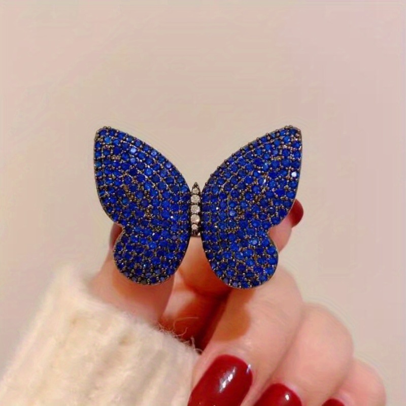 elegant 2pcs set royal blue   brooches with sparkling rhinestones versatile luxurious accessory for women for winter autumn details 3