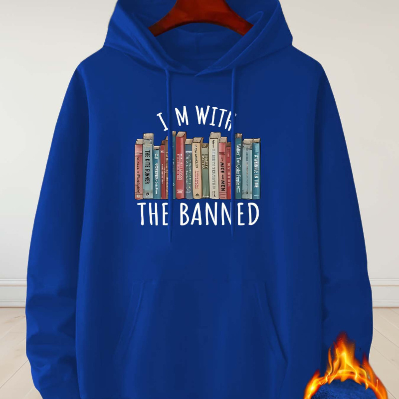 

Unisex Casual Hoodie With Printed Design: Featuring A Row Of Books And The Phrase 'i'm With The ' - Perfect For Book Lovers And Advocates