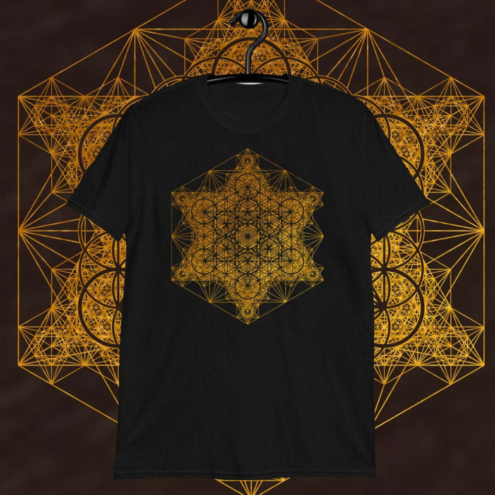 

Golden Metatron's Cube Super Structure | Sacred Geometry Shirt | Spiritual Gift | Psychedelic Fractal Clothing | Unisex T-shirt