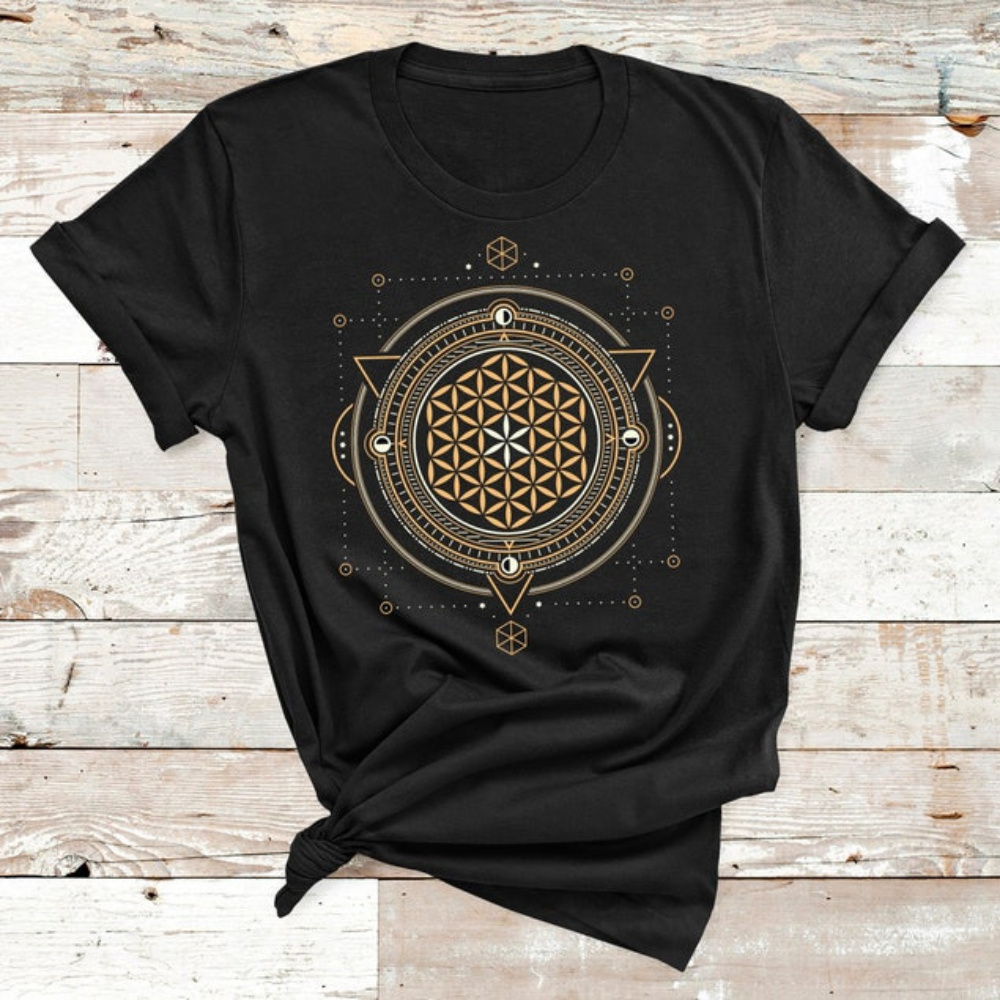 

Sacred Geometry Flower Of Life Short-sleeve Unisex T-shirt - Geometric Pattern, Symbol Of Creation, Sacred Shirt, Yoga Gift