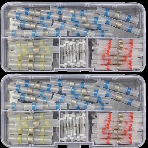 50pcs heat shrinkable solder sleeves thickening solder ring shrinkable tube heat shrinkable solder sleeves wire crimp terminals connectors with box heat for cable connector for cable management