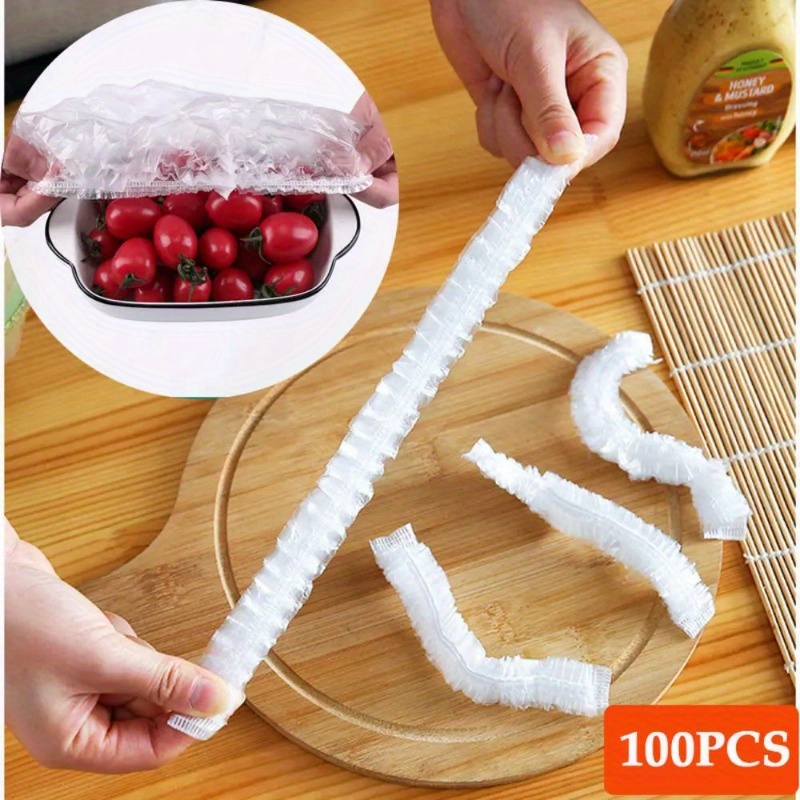 100pcs elastic food covers disposable plastic wrap bags for freshness preservation ideal for kitchen restaurant use details 1