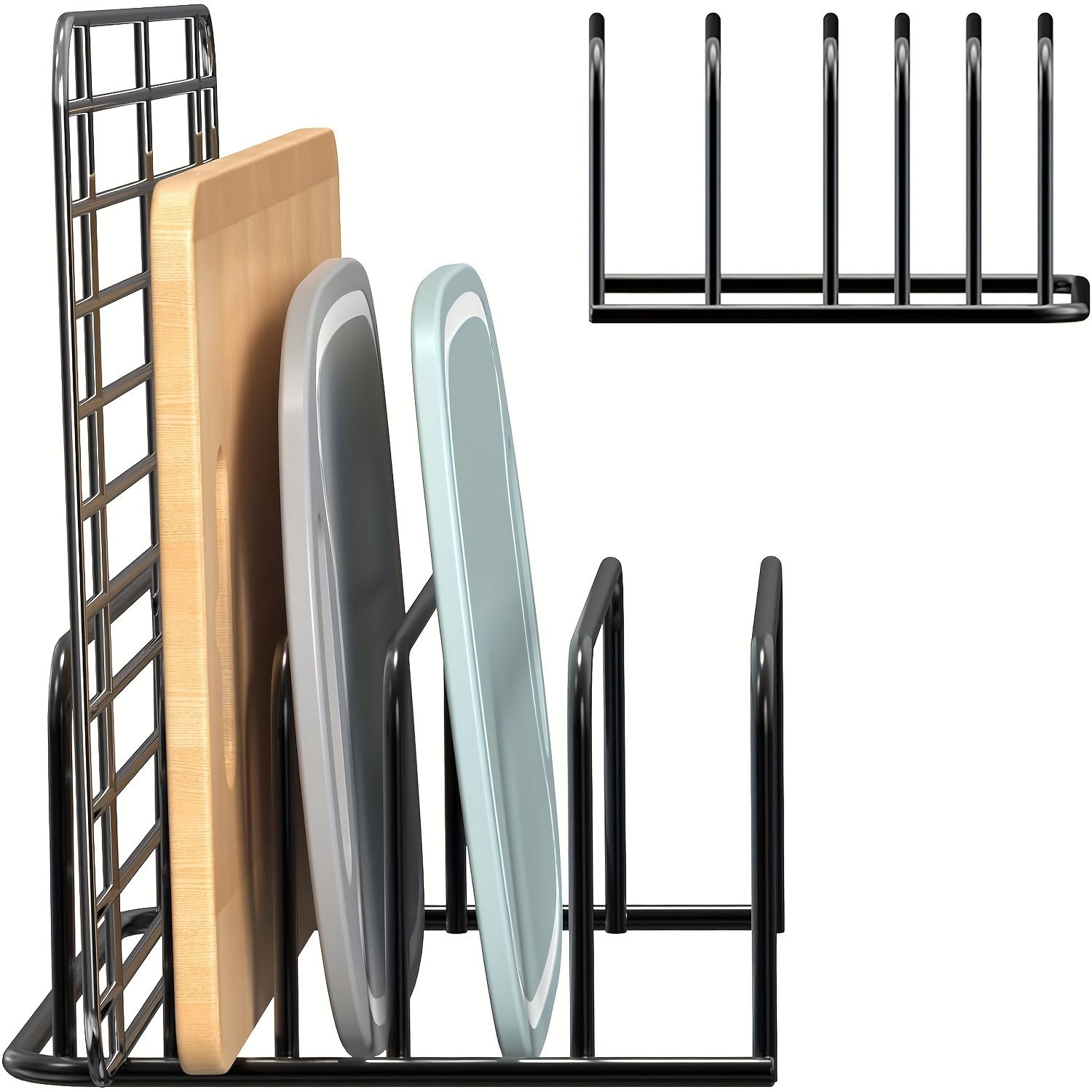 Compact And Convenient Cutting Board Organizer: [1-pack] Metal Black Rack For Kitchen Cabinet Countertop Storage - Perfect For Baking Sheets And Cooling Racks