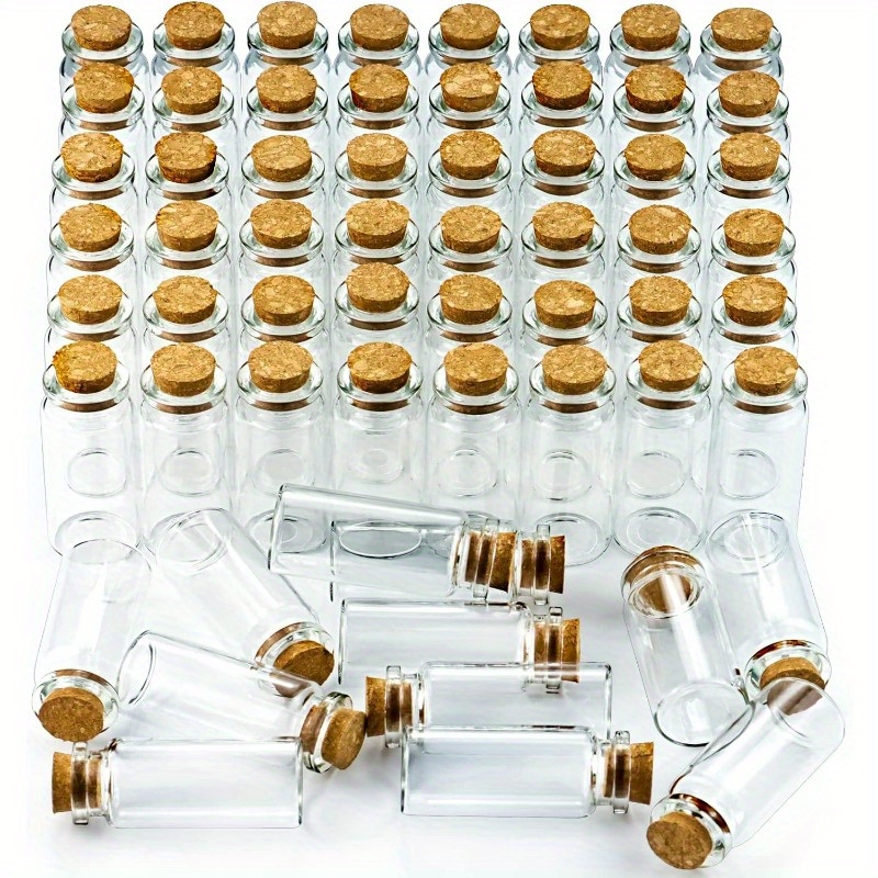 

30pcs Mini 10ml Clear Glass Jars With Cork Stoppers - Ideal For Diy Crafts, Wedding Decor, And Party Favors |, Hand Wash Only, Oval-shaped Transparent Bottles, Decorative Bottles