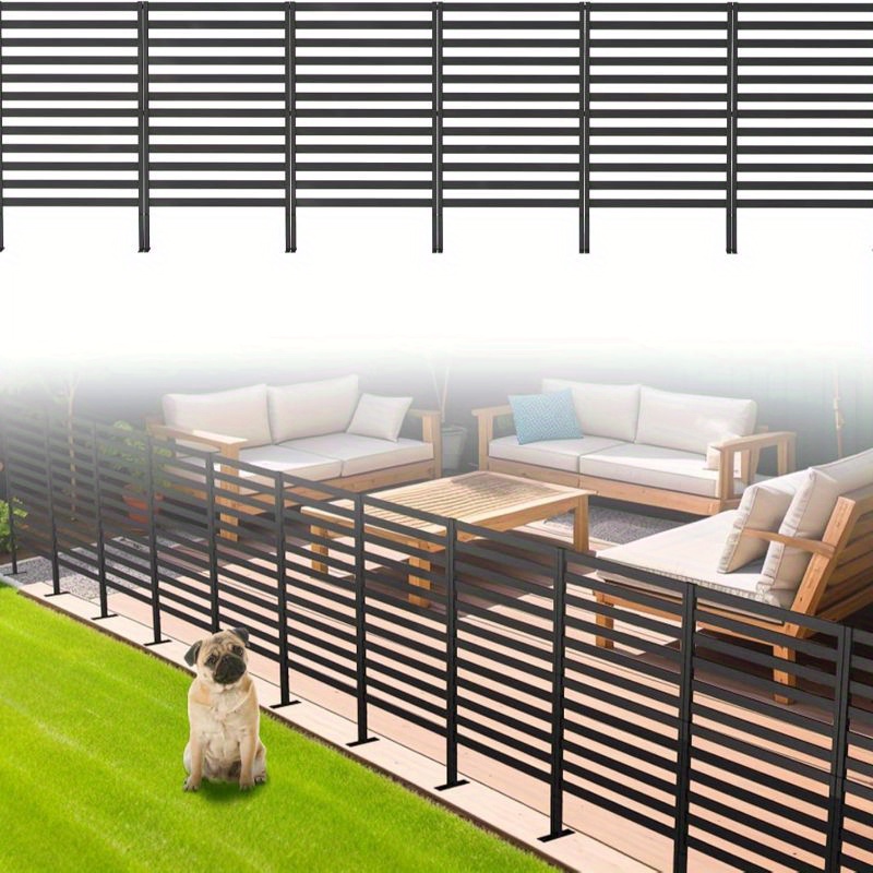 

12 Panels Decorative Garden Fence Animal Barrier Outdoor Privacy Screen Freestanding Air Conditioner Fence Garden Edging Border Black Metal Temporary Fencing For Yard Landscape Patio