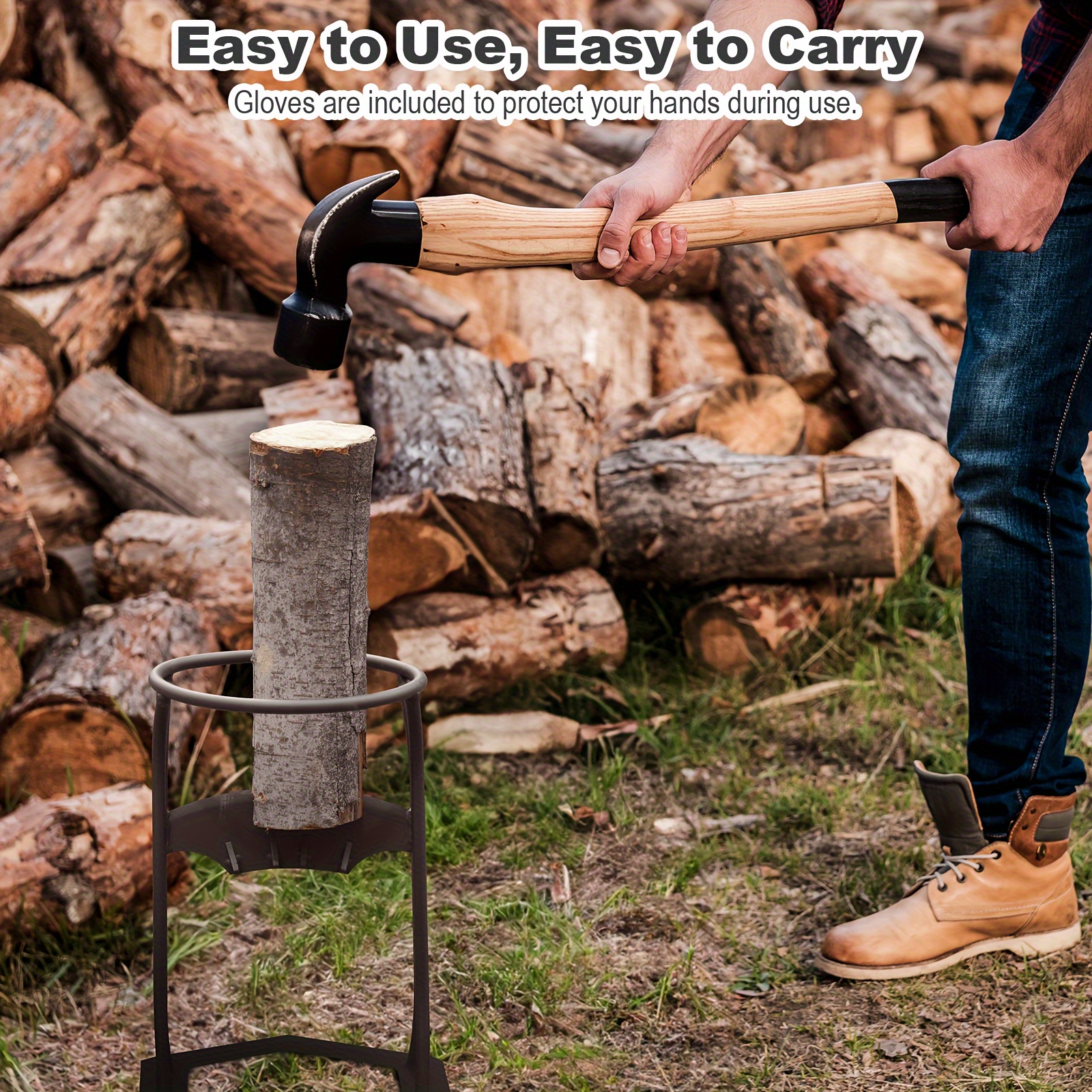 

Wood Splitter - 6.5 Inch Firewood Splitter, Easy To Carry Log Splitter Sharp Alloy Steel Opening, Solid , 8.7 , Heavy-duty Cast Iron Suitable For Multi- Use