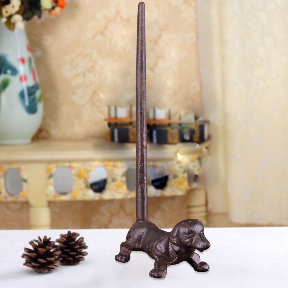 TEMU Roll Paper Holder Cast Iron Toilet Paper Dachshund Retro Toilet Roll Holder Free Standing Dog Toilet Roll Stand Brown Sausage Dog Kitchen Roll