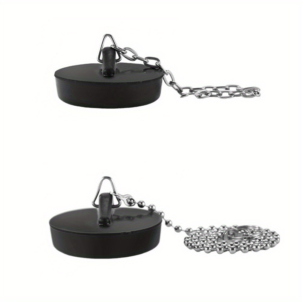2pcs Kitchen Drain Stopper, Bathtub Stopper, Rubber Overflow Stopper, Sink Stopper, Bathroom Floor Drain Stopper, 4cm Stopper With 10cm Chain + 4cm Stopper With 40cm Bead Chain