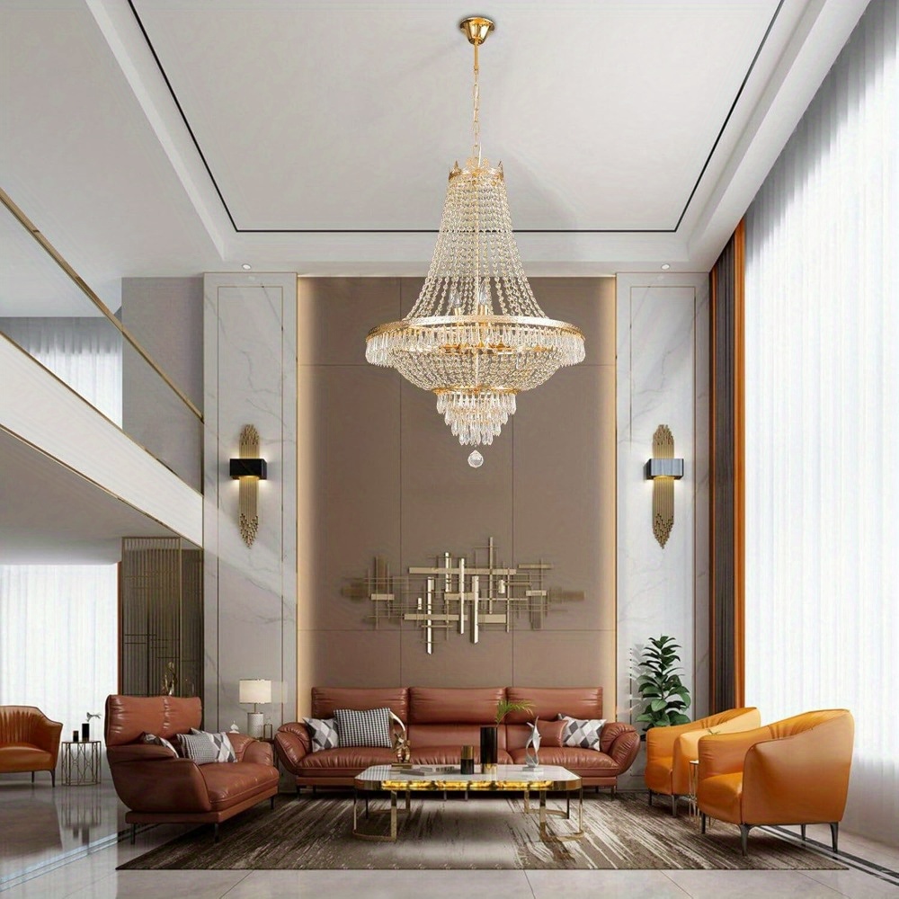 

Modern French Crystal Chandelier Luxury Foyer Pendant Lamp E12 Large Pendant Lamp Decorate Light For Indoor (gold)