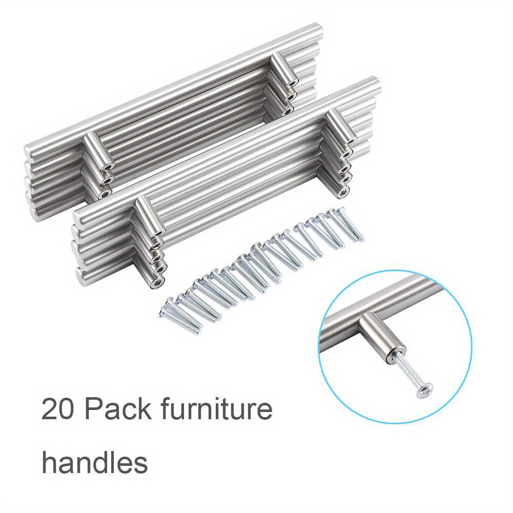 

A Set Of 20 Pieces Of 200mm Stainless Steel Furniture T-shaped Handle Pull Knob, A Contemporary Drawer Handle For Kitchen Drawers And Cupboards, A Home Supplies Accessory.