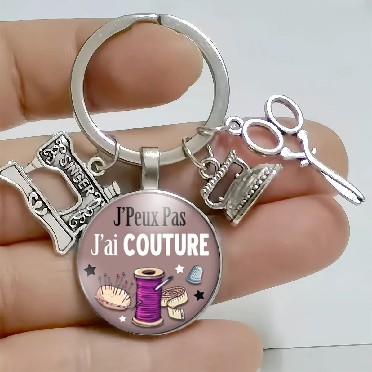 

French Jpeux Sewing Kit Gem Keychain Sewing Handmade Key Ring Key Chain