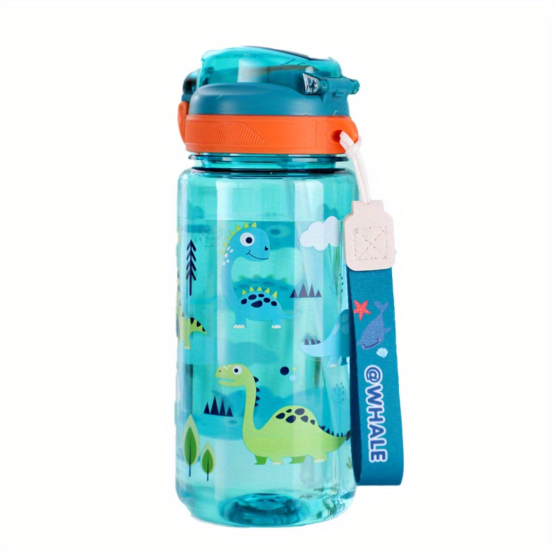 TEMU Cartoon Animal Design 20oz Plastic Water Bottle With Straw, Bpa-free, Leakproof & Durable, Built-in Straw With Soft Silicone Tip, Reusable Water
