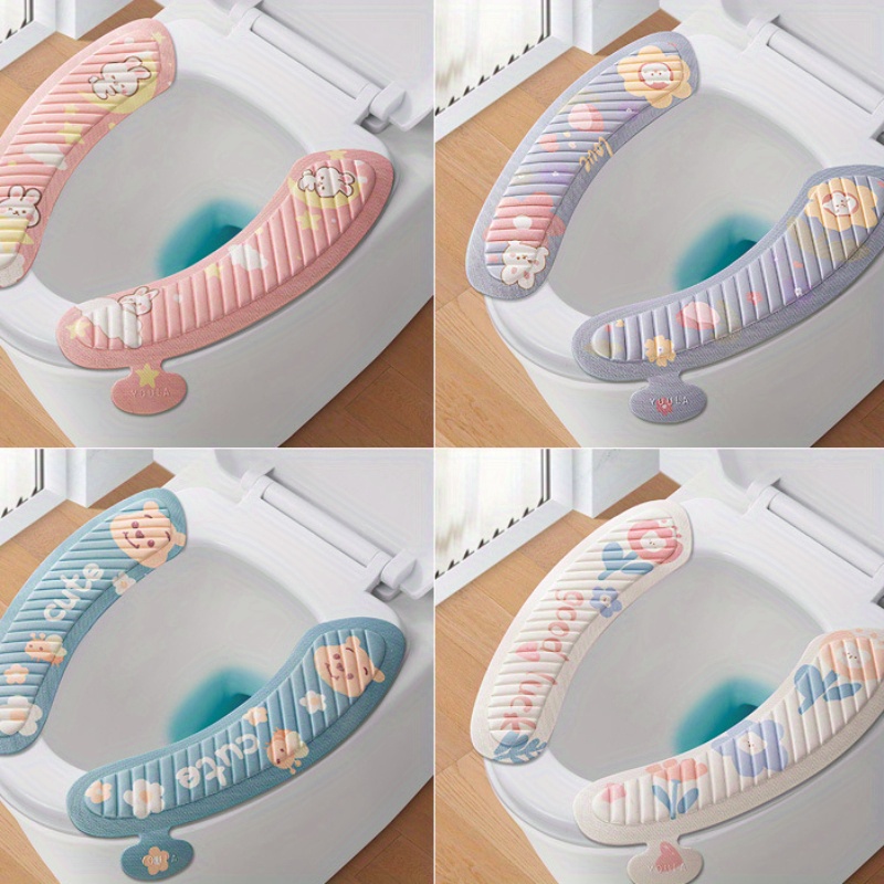 

2-pack Cartoon Eva Toilet Seat Cushions, Waterproof Adhesive Washable Toilet Seat Pads, Lightweight Hand Wash Only Toilet