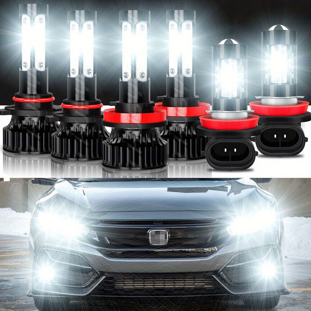 

Pack Of 6 Fit For 2016-2020 Honda Civic 6000k Led Headlight High Low Beam Fog Light Bulbs Kit