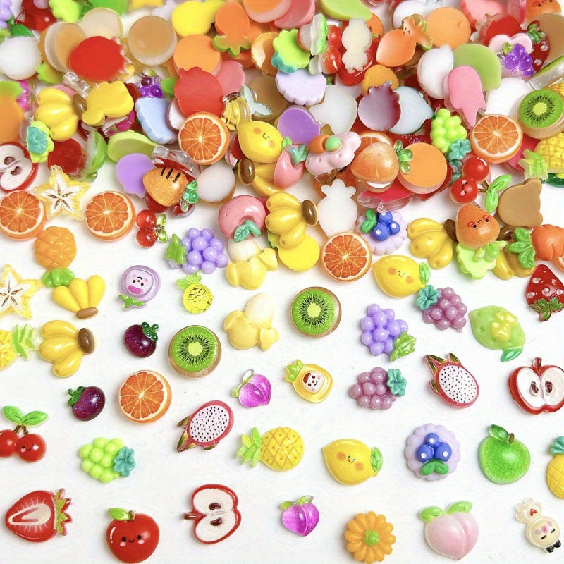 

50pcs Assorted Resin Miniature Fruits And Vegetables With - Vibrant Diy Craft Accessories For Jewelry Making, Home Decor, And Kitchenware - And Mini Food Models, Food Charms For Jewelry Making