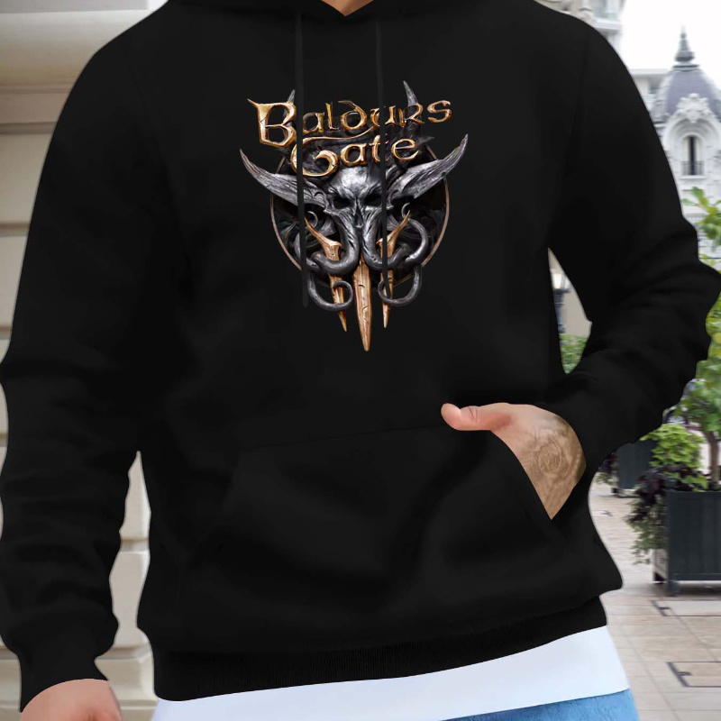 

Baldur Gate Graphic Print, Men's Fashion Casual Hoodie With Drawstring, Comfy Long Sleeve Pullover Hoodie, Ideal For Daily And Outdoor Wear