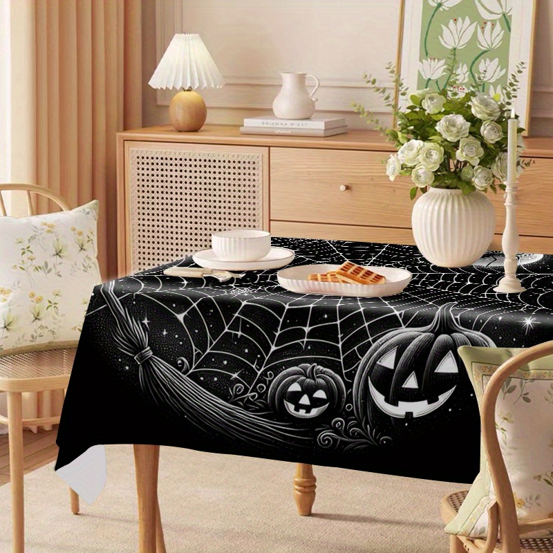 Halloween-Tischdecke Aus Schwarzem Kunststoff – Für Partys, Buffets Und Basteltische – Schützt Vor Flecken Und Verleiht Sofort Gruselige Atmosphäre