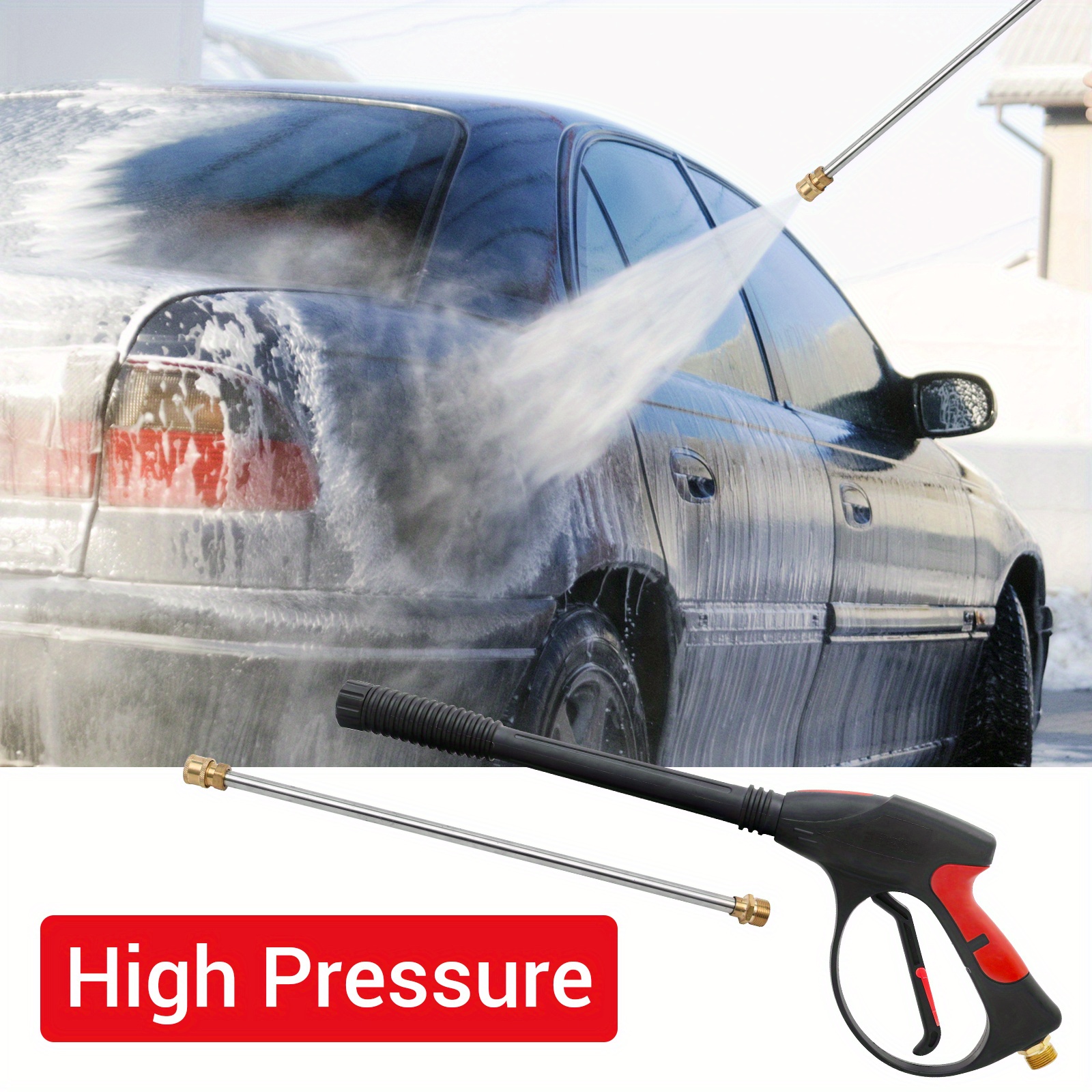 

4000psi High Pressure Washer Spray Wand Nozzle Hose Kit, Handheld Cleaner For Car/ Bike/ Fence/ Garden/ Floor/ Yard