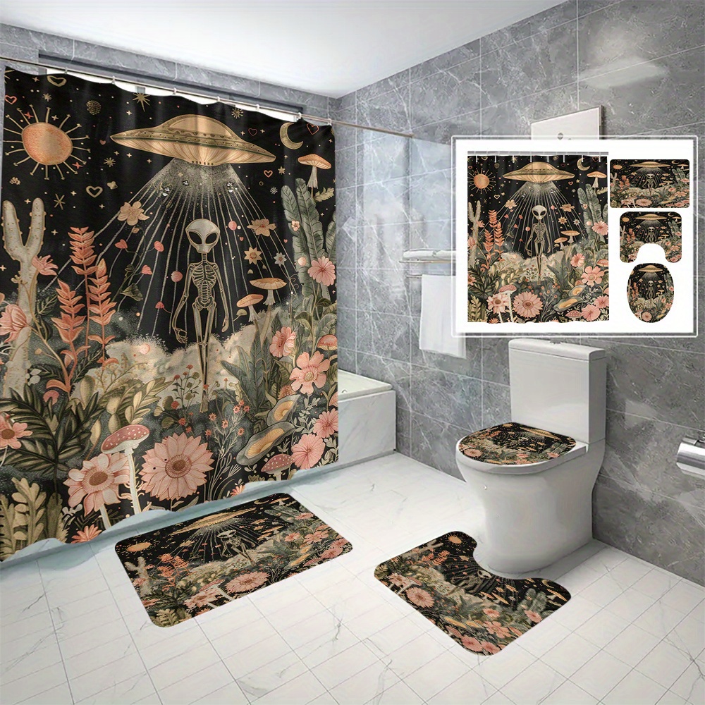 

Themed Shower Curtain Set With Water-resistant Polyester Fabric – Fantasy Design Bathroom Decor With Non-puncture C-hooks Included, Machine Washable, Woven Bath Essentials For All Seasons