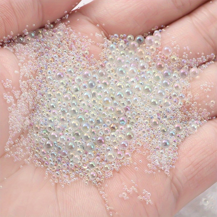 

10000pcs Iridescent No-hole Glass Bubble Beads, Mixed Sizes 0.6-3mm, Water Droplet Effect, For Diy Nail Art And Craft Decorations, Nail Charms, Jewelry Making Supplies, Unscented