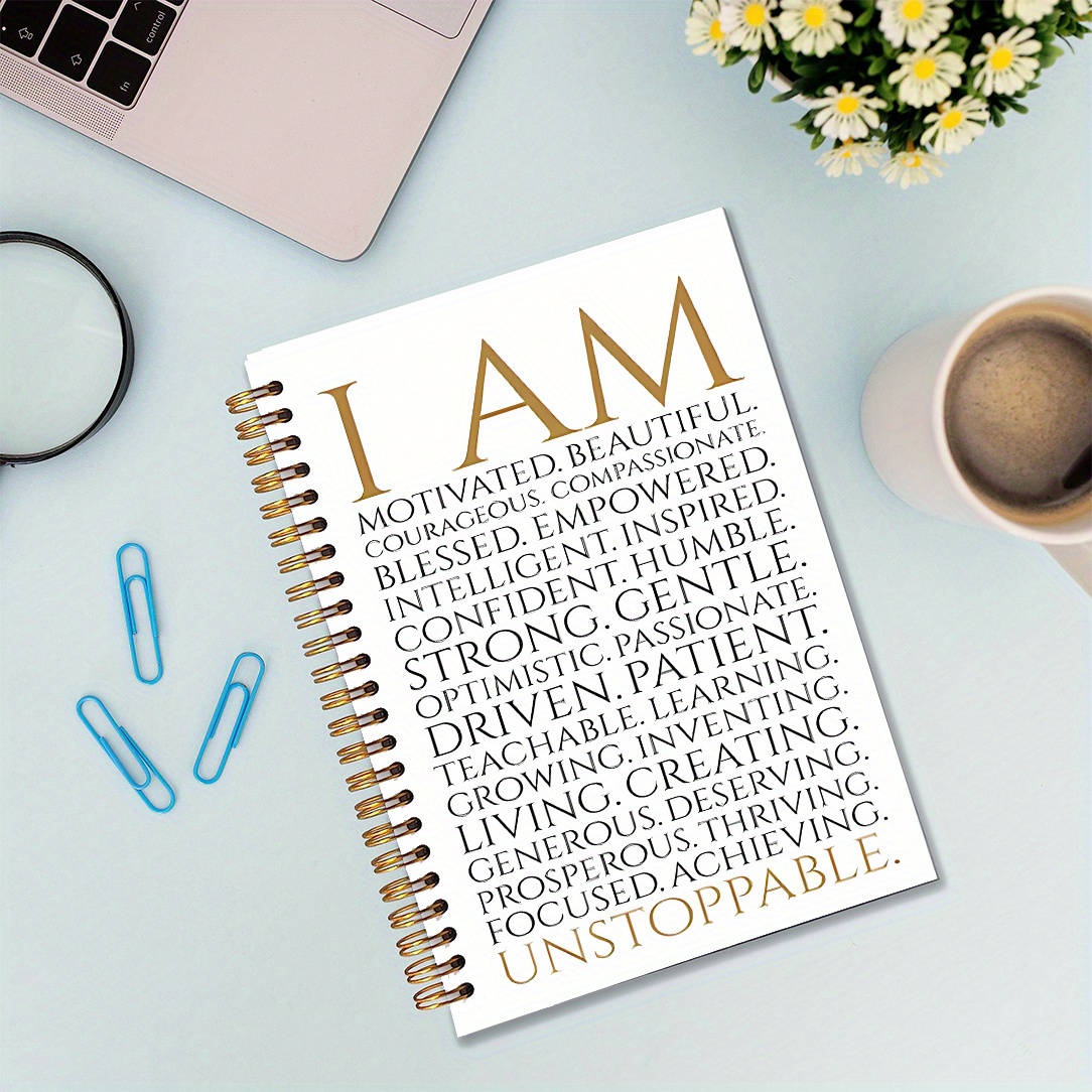 

Spiral Notebook - "i Am" Inspirational Mental , 5.5x8.3in - Friends, School Counselors, Therapists - Motivational Diary With Positive Affirmations, Inspirational Quote Cards