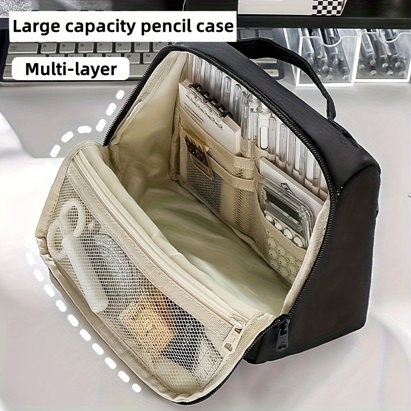 

A Large Pencil Case, Stationery Bag, Pencil Case, Large Capacity Pencil Case, Portable Pencil Case, Pencil Case, Makeup Bag, Cosmetic Bag, Office, School, Teenager Eid Happy Portable Gifts