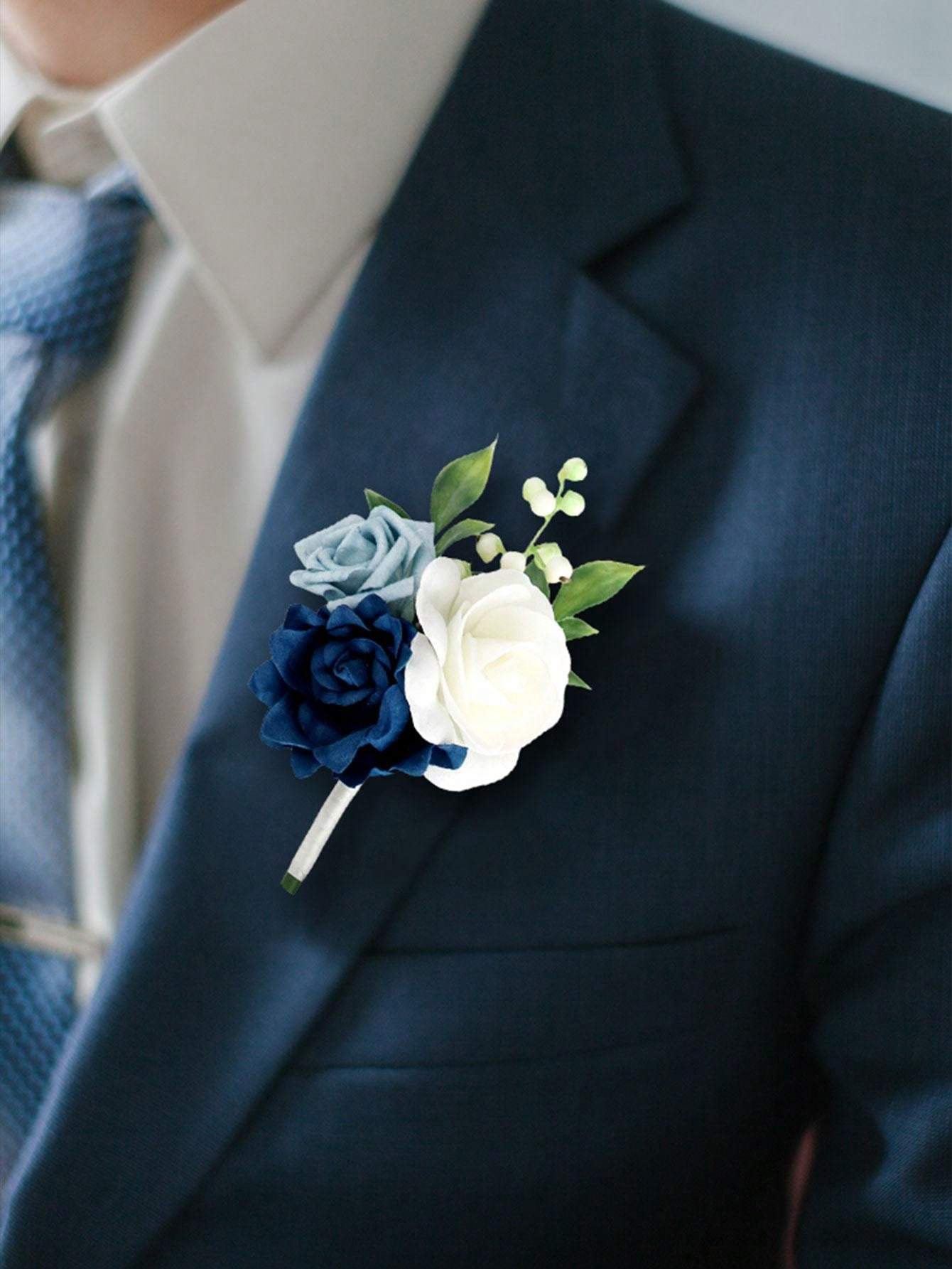 2pcs blue corsage boutonniere rose boutonniere wedding prom - Temu