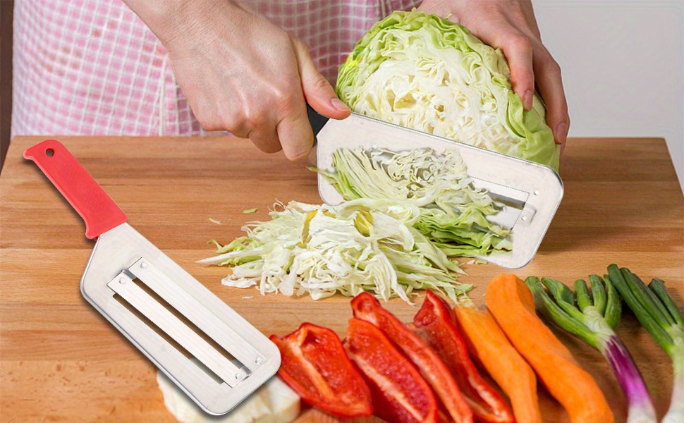 1 pc     manual kitchen slicer with   steel blades and black     making sauerkraut and coleslaw details 0