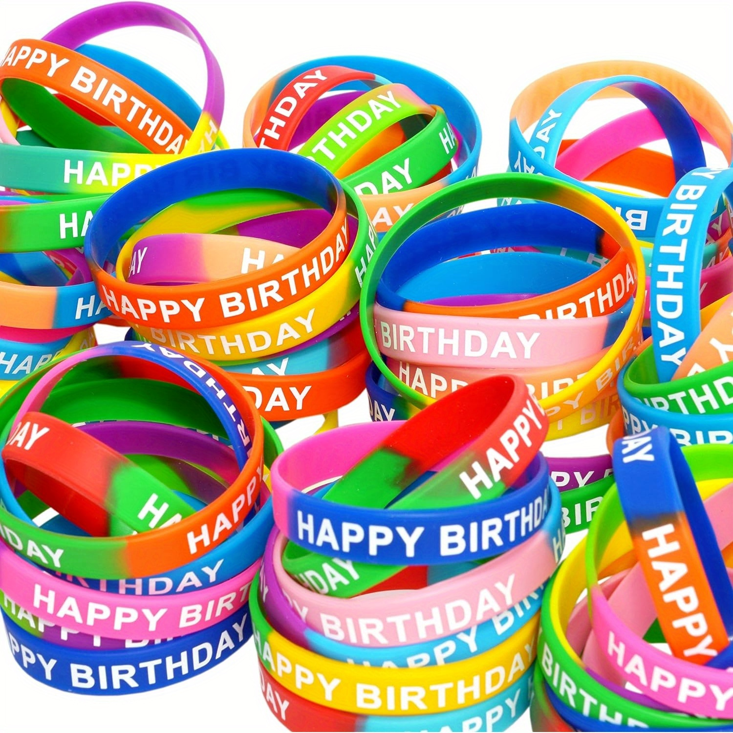 

16-pack Silicone Bracelets - Multi-colored Stretchy Rubber Wristbands, No Battery Required, Featherless, Celebration Party Favors, Comfortable & For All