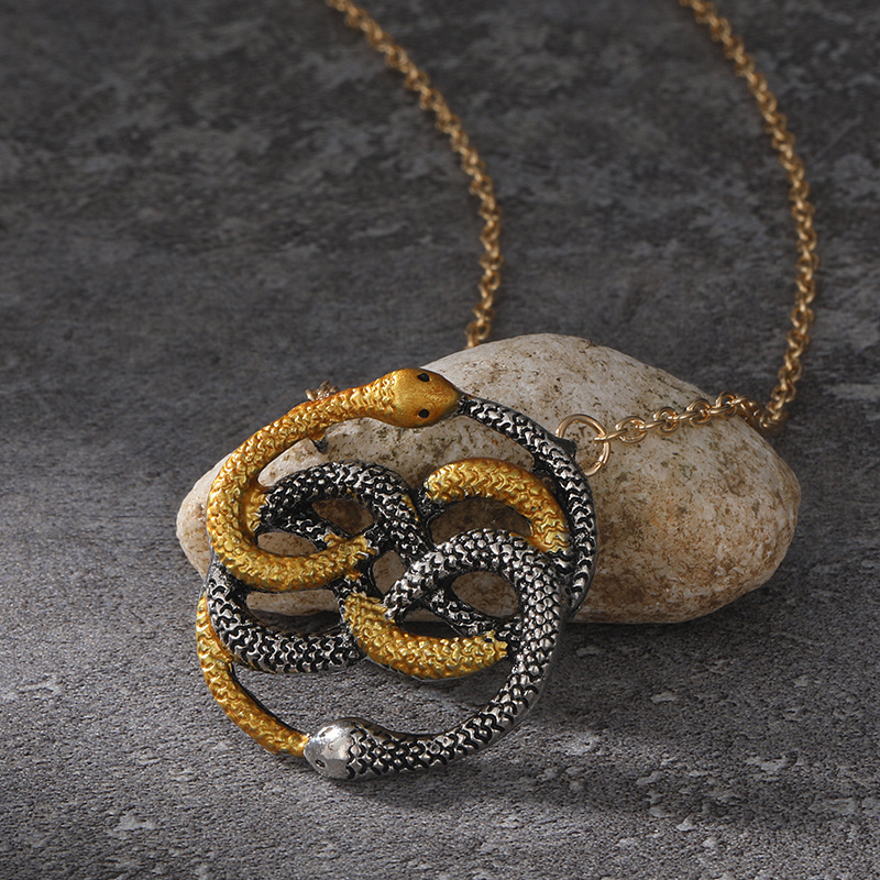 TEMU 1 Pc Simplicity Unique Punk Style Entanglement Snake Geometry Pendant Necklace Women Vintage Party Jewelry