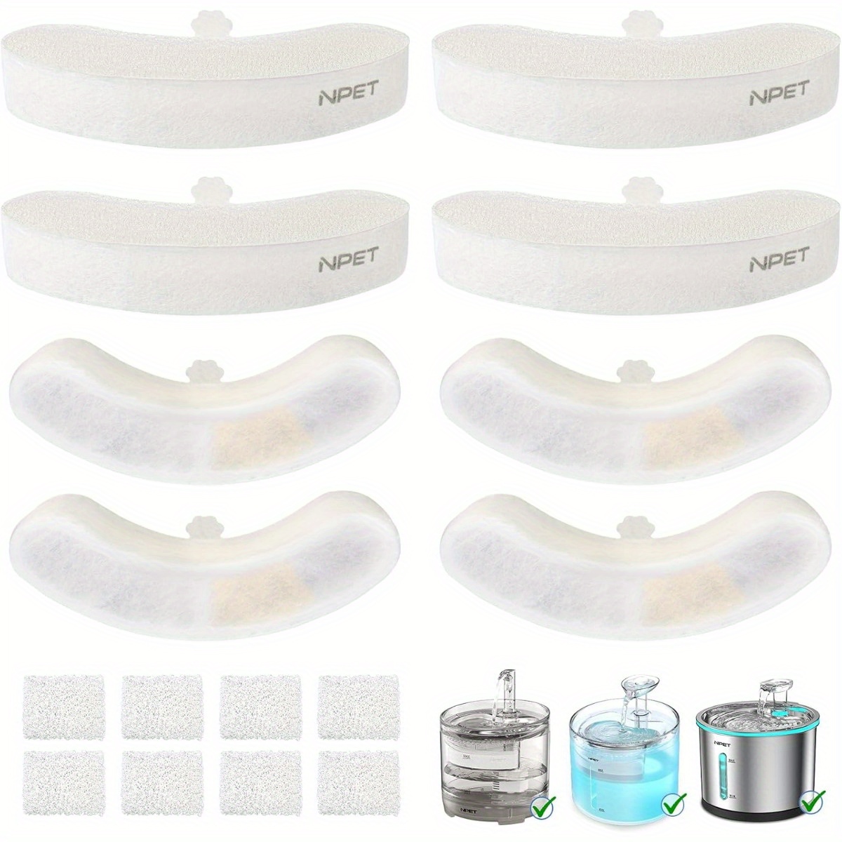 TEMU 8/12/16/20/24 Packs Replacement Filters For Wf050/ Wf100 Cat Water Fountain And Wf210 Stainless Steel Pet Water Fountain Cat Water Dispenser