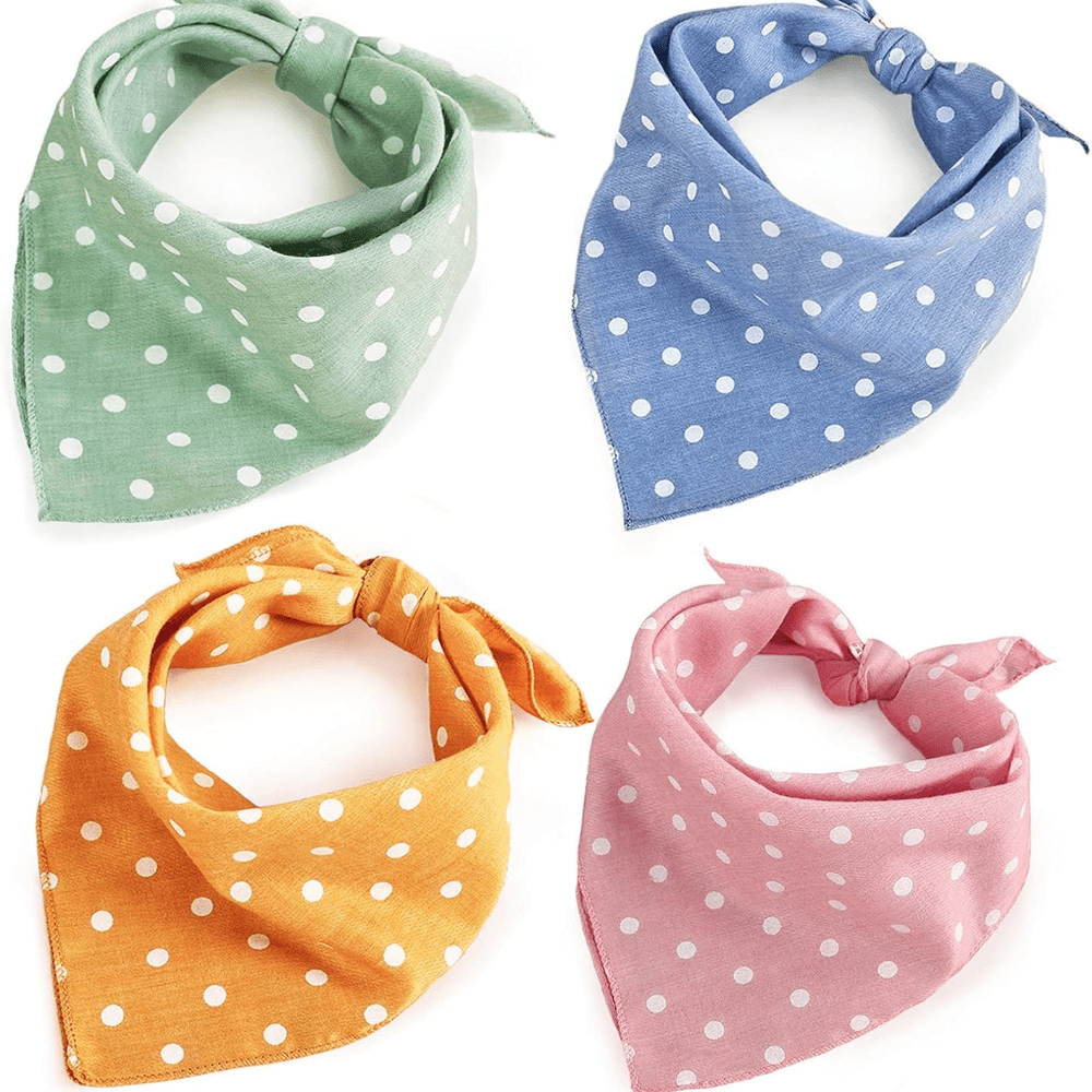 TEMU 4pcs Bandanas For Dogs Bandanas Cotton Washable Dog Bandanas Scarf Bowties Collar Square Bib For Puppies Kittens