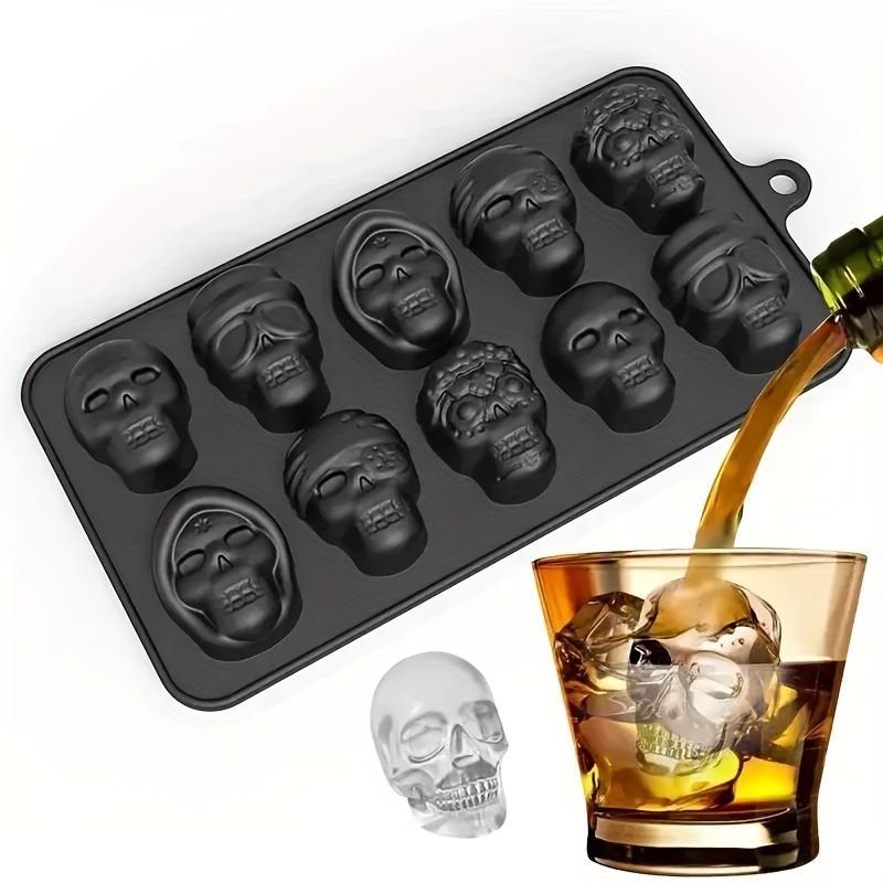 halloween skull   tray 1pc silicone mold for whiskey cocktail multipurpose chocolate candy pudding jelly mold rectangular plastic manual kitchen accessory for   details 0