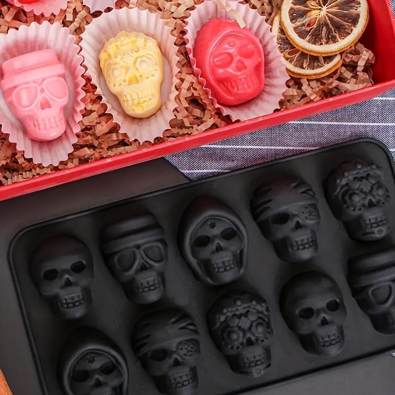 halloween skull   tray 1pc silicone mold for whiskey cocktail multipurpose chocolate candy pudding jelly mold rectangular plastic manual kitchen accessory for   details 2