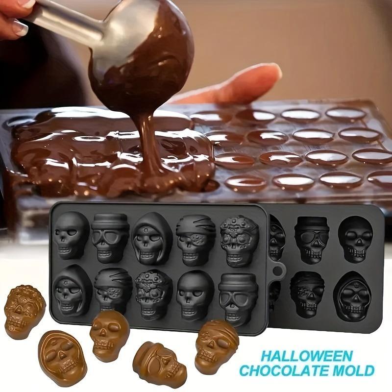 halloween skull   tray 1pc silicone mold for whiskey cocktail multipurpose chocolate candy pudding jelly mold rectangular plastic manual kitchen accessory for   details 5